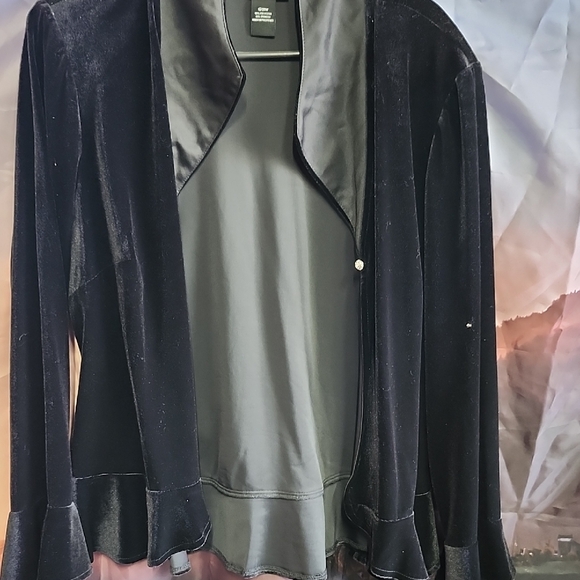 Studio 1940 Black Velvet Ruffled Blazer Vi Tage Shoulder Pads - Picture 1 of 4